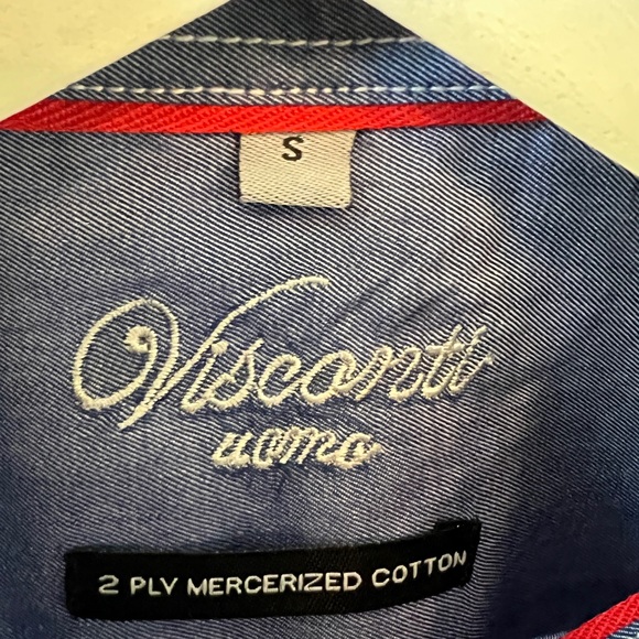 Luchiano Visconti Uomo Limited Edition Blue White Stitching Small S Men's Shirt - Picture 4 of 4